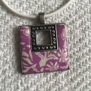 Pink square pendant necklace
